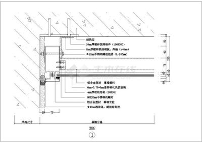 典型建筑工程幕墙装修设计cad节点图图集(标注详细)