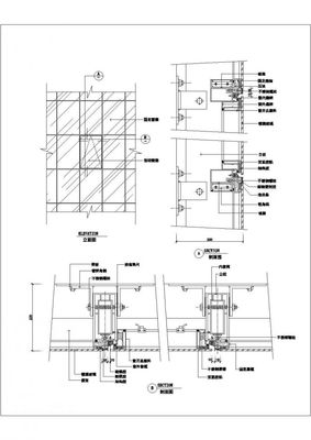 某隐框玻璃幕墙窗CAD构造设计节点