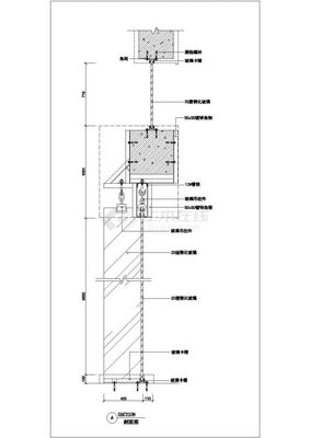 钢化玻璃幕墙设计cad详图,共3张